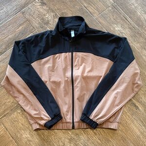 Beyond Yoga Two-Tone Black and Brown Windbreaker Jacket